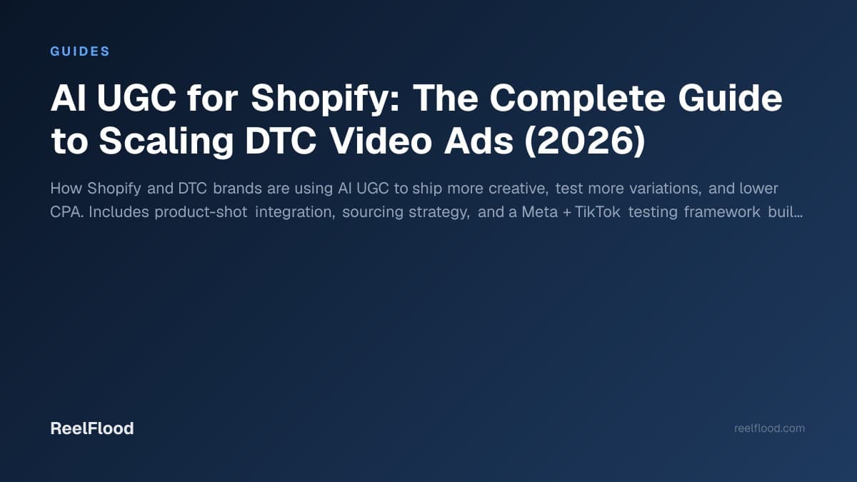AI-generated UGC creator showcasing a Shopify product in a 9:16 ad preview