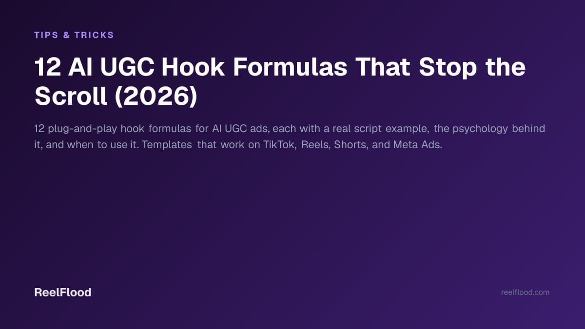 AI-generated UGC creator delivering a scroll-stopping hook on a phone screen