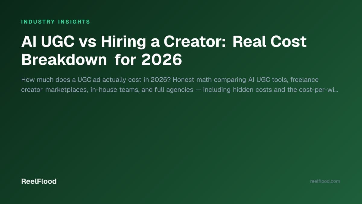 Side-by-side cost comparison of AI UGC tools versus hiring real creators in 2026