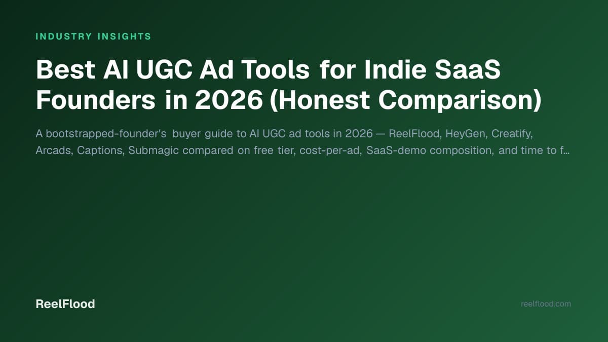 Indie SaaS founder comparing AI UGC ad tools on a laptop