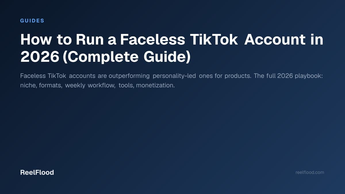 A phone showing a faceless TikTok account feed with slideshows and screen recordings, no creator visible