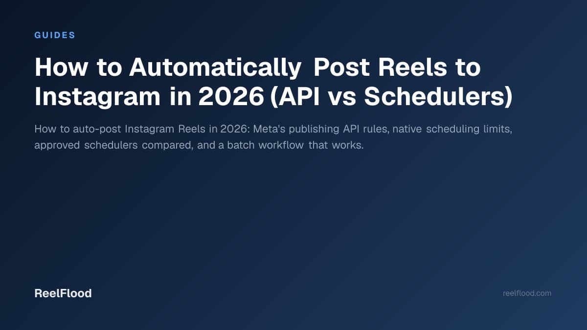 Phone showing an Instagram Reels scheduling calendar next to a laptop with a content queue
