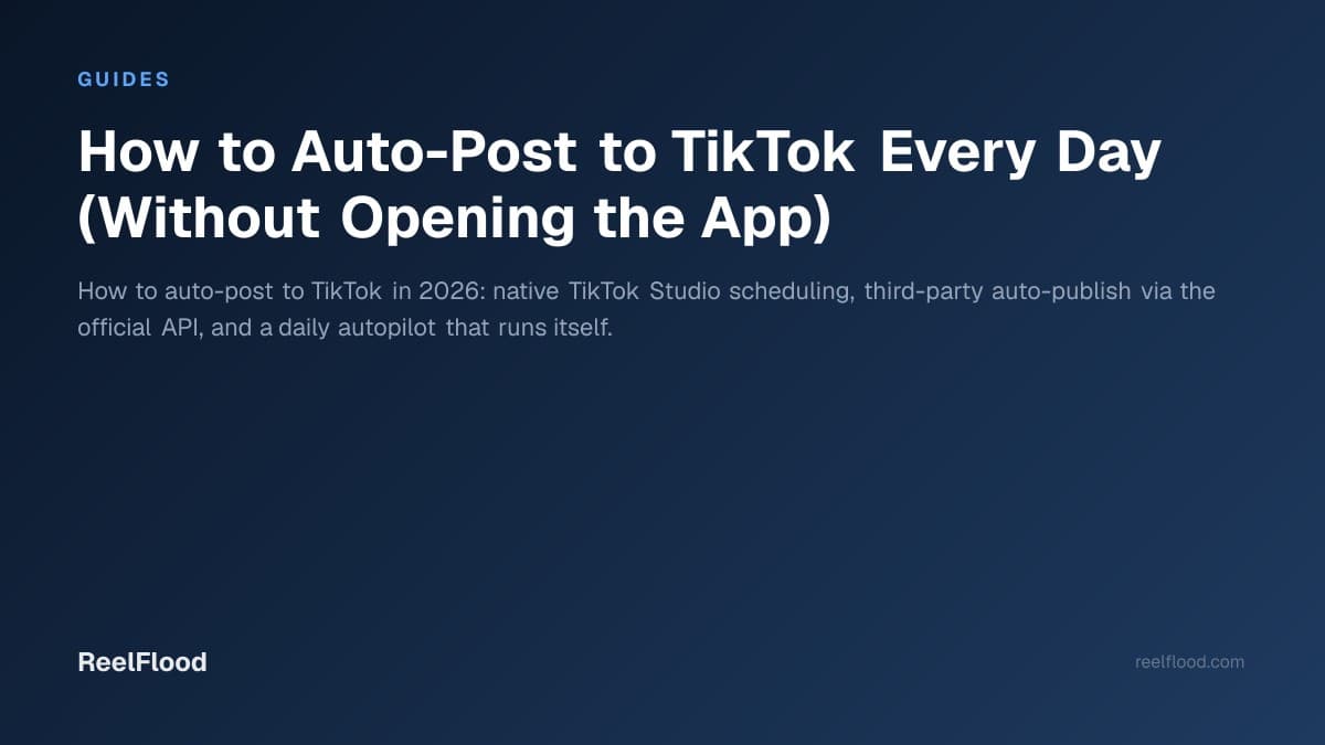 Phone showing a TikTok post publishing automatically while its owner works on other things