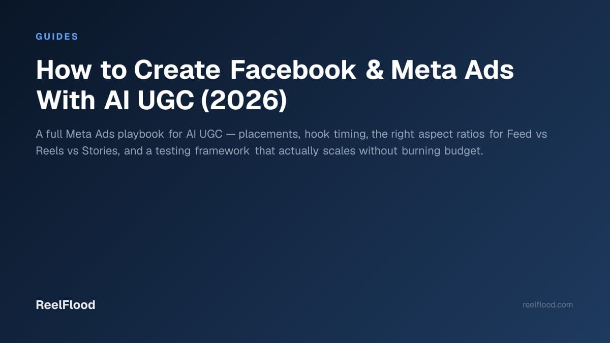 AI-generated UGC character in a Meta Ads Manager preview on a phone screen