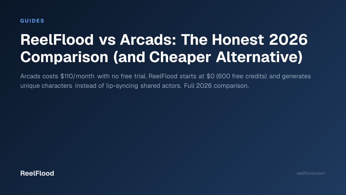 Side-by-side comparison of ReelFlood and Arcads.ai AI UGC video platforms